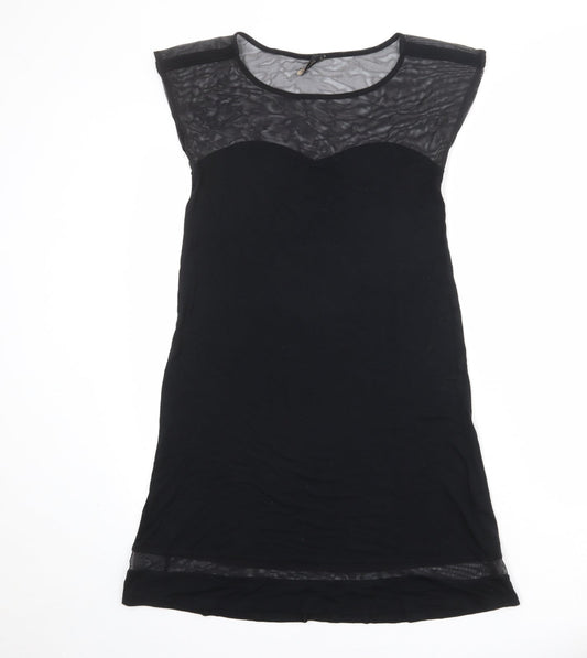 Topshop Womens Black Polyester A-Line Size 10 Round Neck Pullover