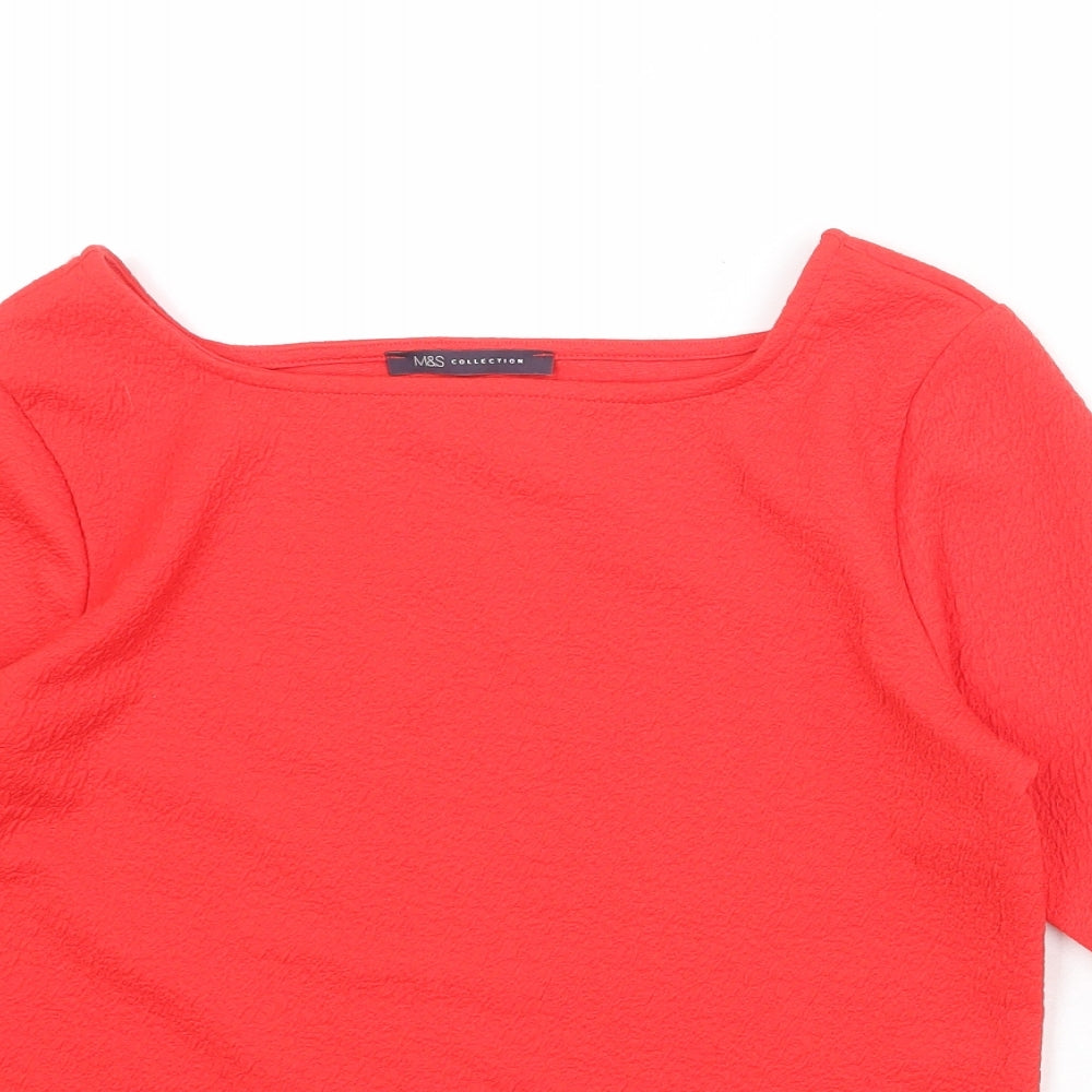 Womens UK Size 12 Marks and Spencer Red Basic T-Shirt