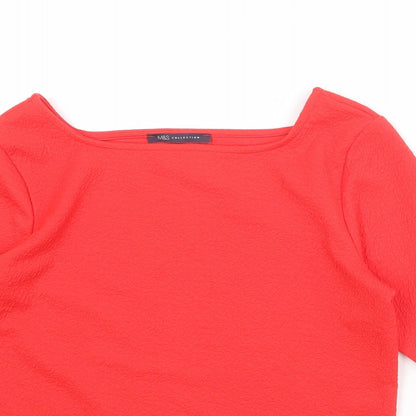 Womens UK Size 12 Marks and Spencer Red Basic T-Shirt