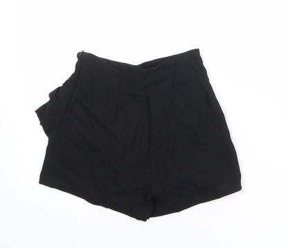 Bershka Womens Black Polyester Culotte Shorts Size 6 Regular Zip