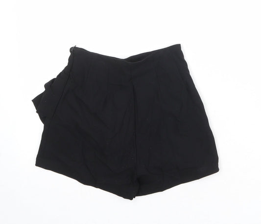 Bershka Womens Black Polyester Culotte Shorts Size 6 Regular Zip
