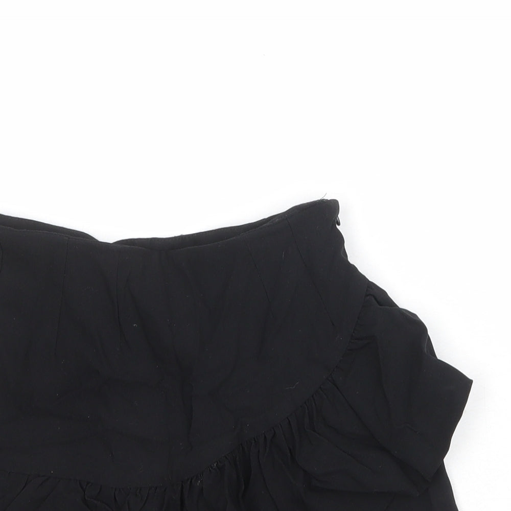 Bershka Womens Black Polyester Culotte Shorts Size 6 Regular Zip
