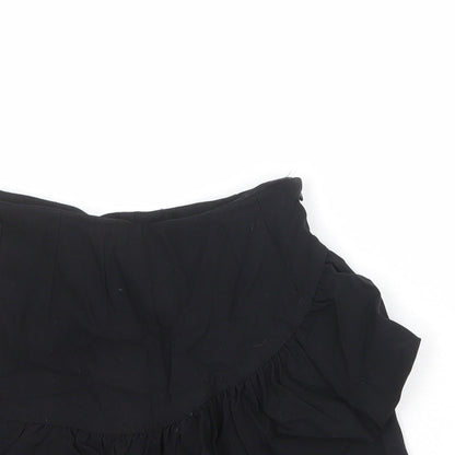 Bershka Womens Black Polyester Culotte Shorts Size 6 Regular Zip