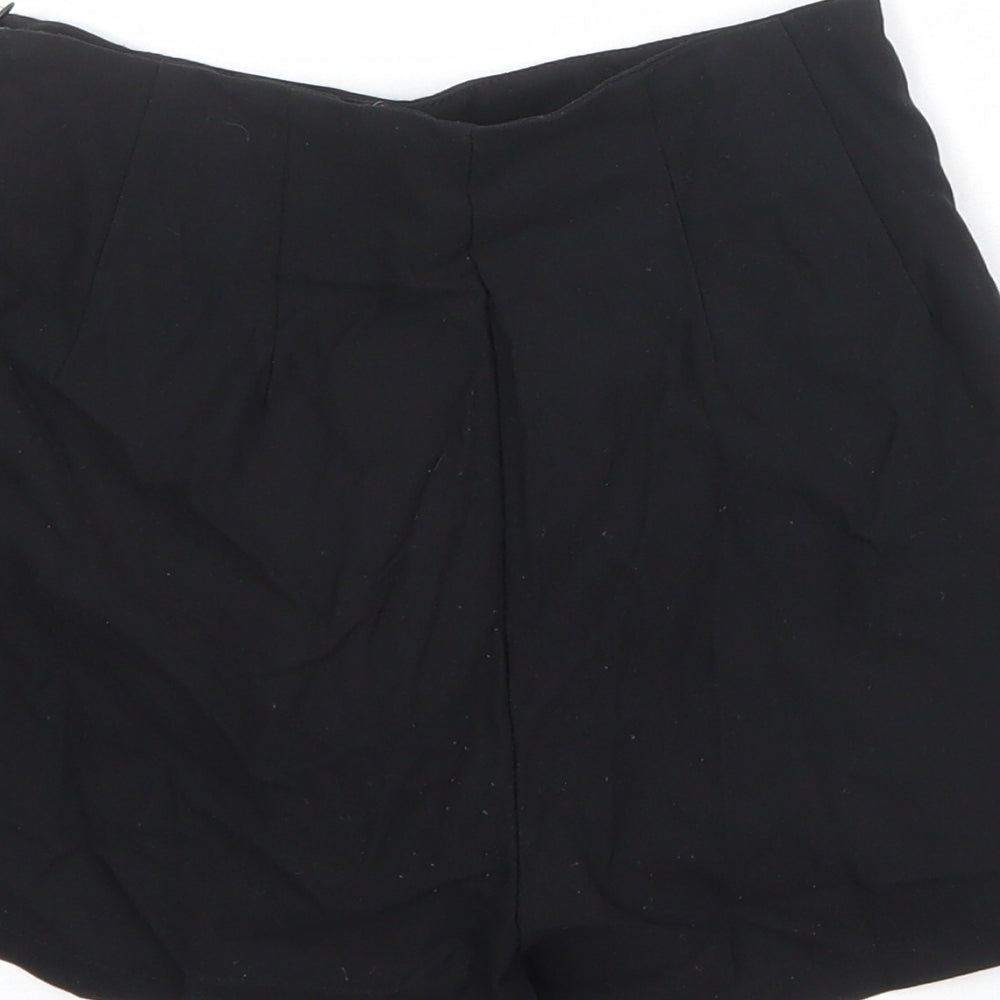 Bershka Womens Black Polyester Culotte Shorts Size 6 Regular Zip