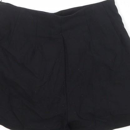 Bershka Womens Black Polyester Culotte Shorts Size 6 Regular Zip