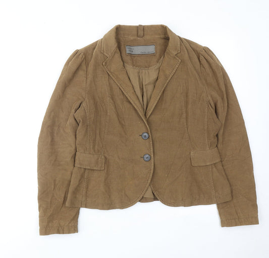 Zara Womens Brown Cotton Jacket Blazer Size XL