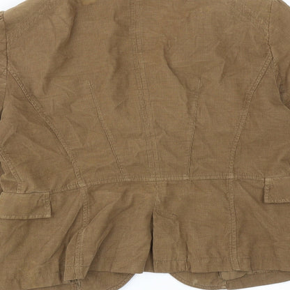 Zara Womens Brown Cotton Jacket Blazer Size XL