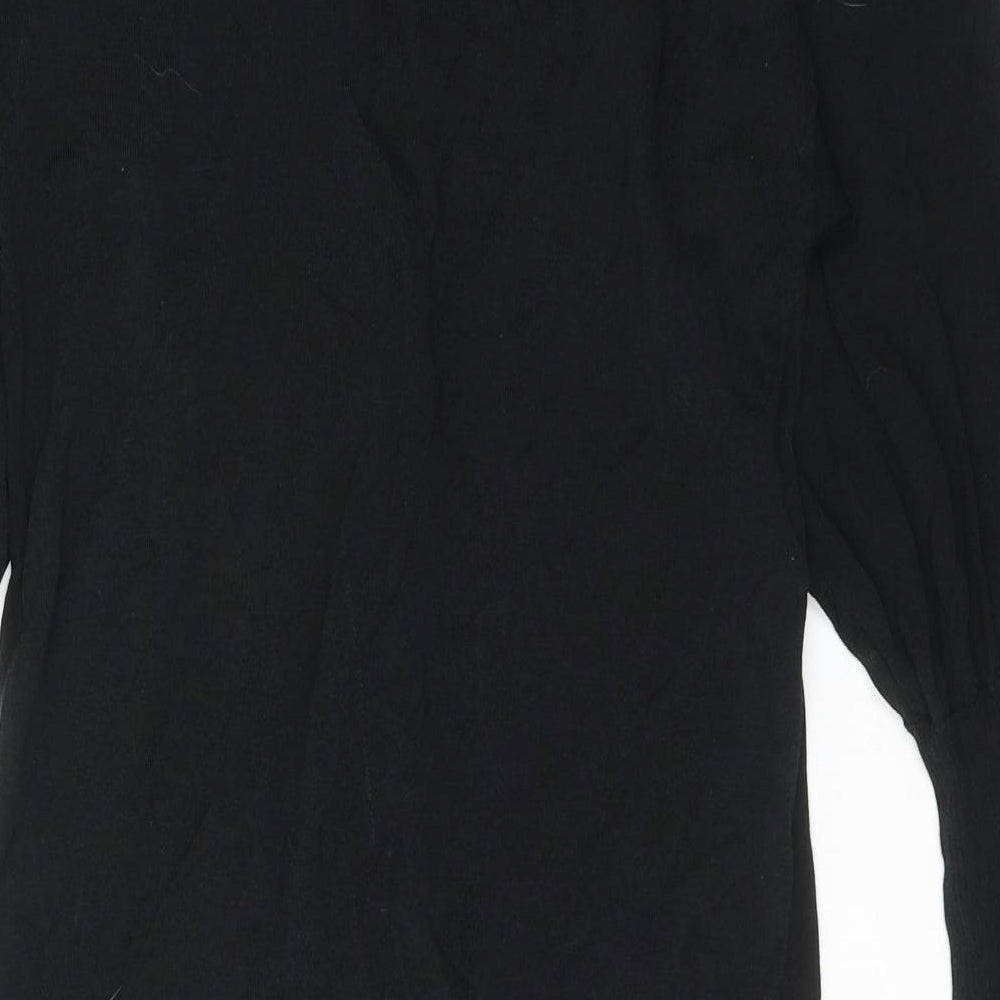 NEXT Womens Black Cotton Pencil Dress Size S Boat Neck Zip - Slash Neck