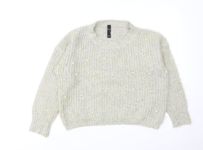 Kazo Womens Gold Round Neck Acrylic Pullover Jumper Size L