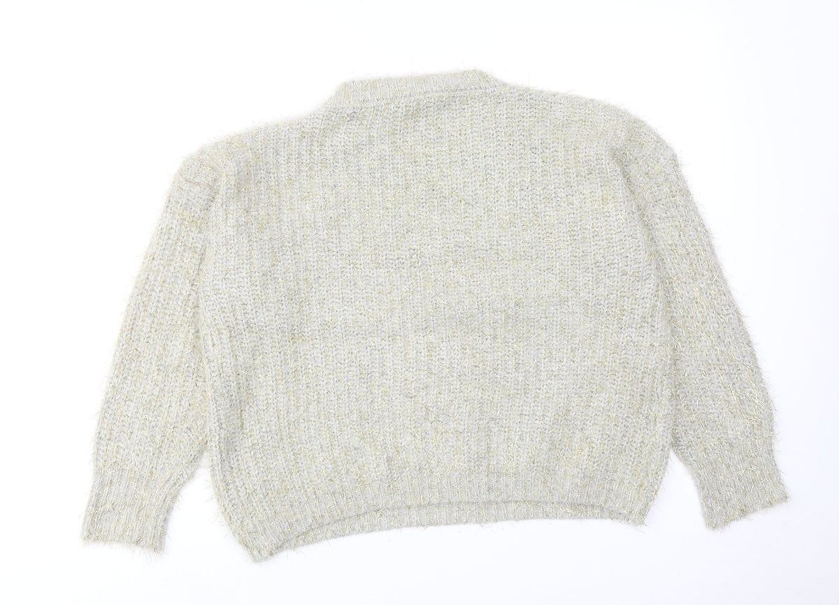 Kazo Womens Gold Round Neck Acrylic Pullover Jumper Size L