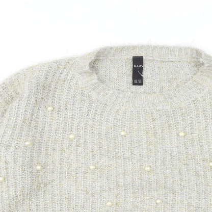 Kazo Womens Gold Round Neck Acrylic Pullover Jumper Size L