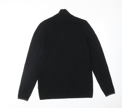 Autograph Mens Black Mock Neck Cotton Pullover Jumper Size S Long Sleeve
