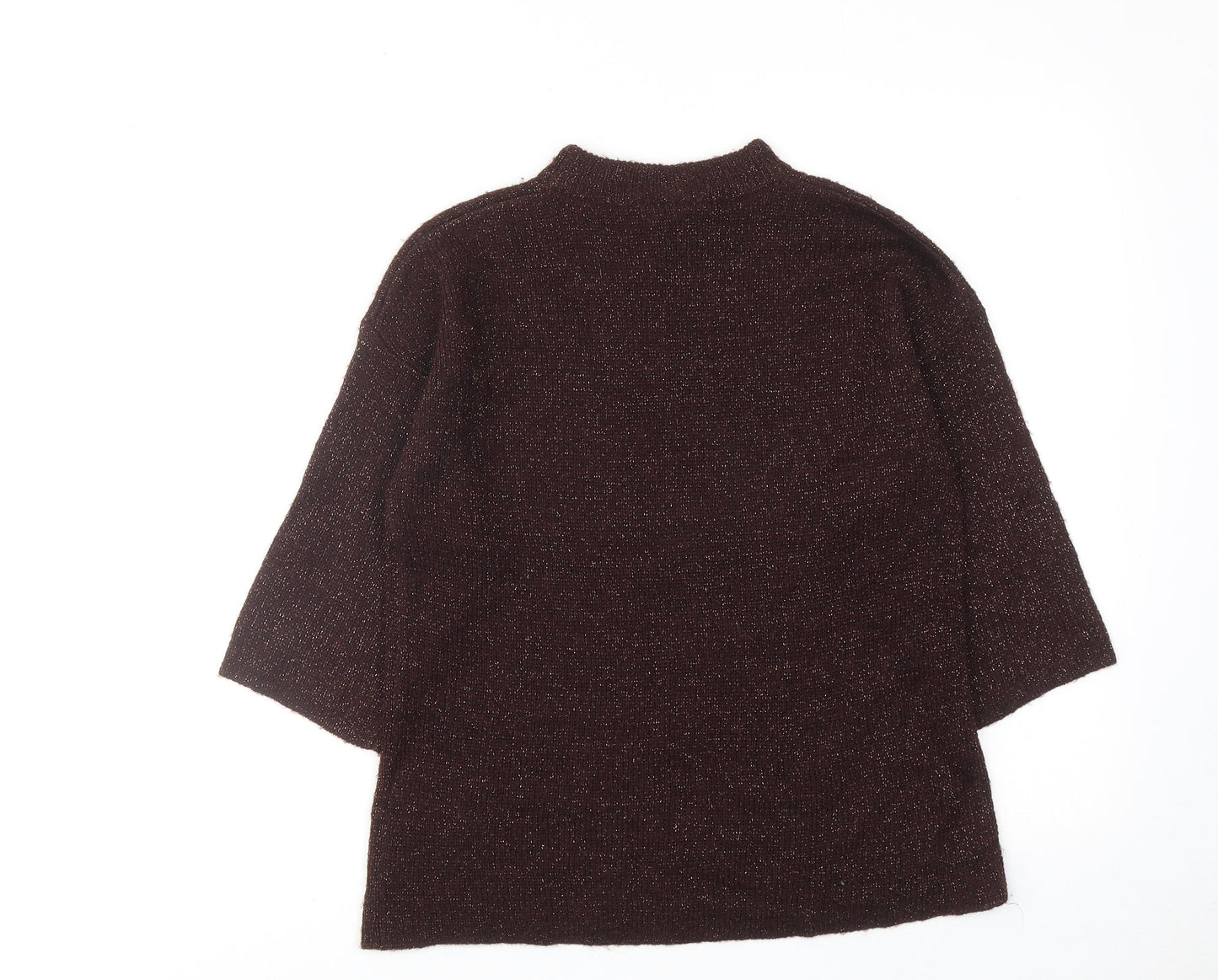 Warehouse Womens Brown Mock Neck Acrylic Pullover Jumper Size 8