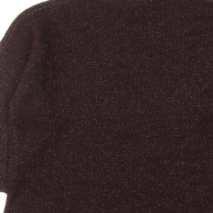 Warehouse Womens Brown Mock Neck Acrylic Pullover Jumper Size 8