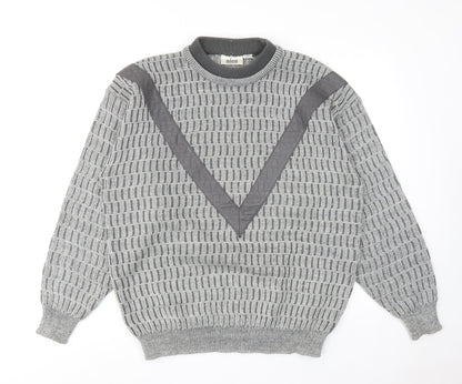 NICO Mens Grey High Neck Acrylic Pullover Jumper Size M Long Sleeve