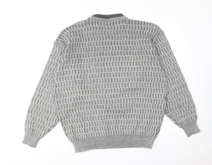 NICO Mens Grey High Neck Acrylic Pullover Jumper Size M Long Sleeve