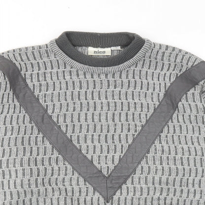 NICO Mens Grey High Neck Acrylic Pullover Jumper Size M Long Sleeve