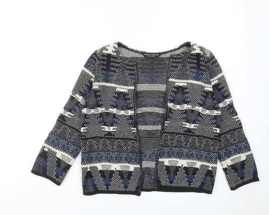 Dorothy Perkins Womens Blue V-Neck Geometric Acrylic Cardigan Jumper Size 6