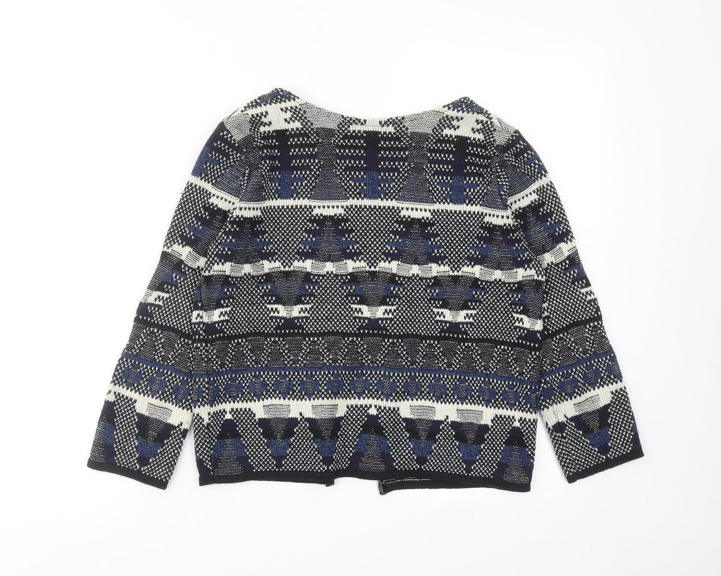 Dorothy Perkins Womens Blue V-Neck Geometric Acrylic Cardigan Jumper Size 6