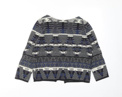 Dorothy Perkins Womens Blue V-Neck Geometric Acrylic Cardigan Jumper Size 6