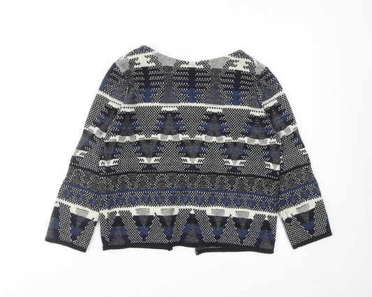 Dorothy Perkins Womens Blue V-Neck Geometric Acrylic Cardigan Jumper Size 6