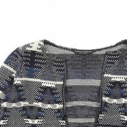 Dorothy Perkins Womens Blue V-Neck Geometric Acrylic Cardigan Jumper Size 6