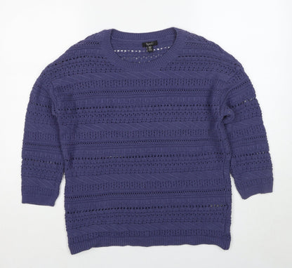 Womens UK Size 10 M&Co Blue Pullover Jumper
