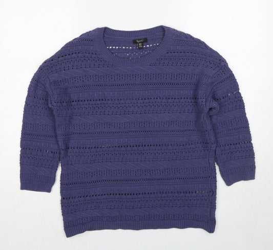 Womens UK Size 10 M&Co Blue Pullover Jumper