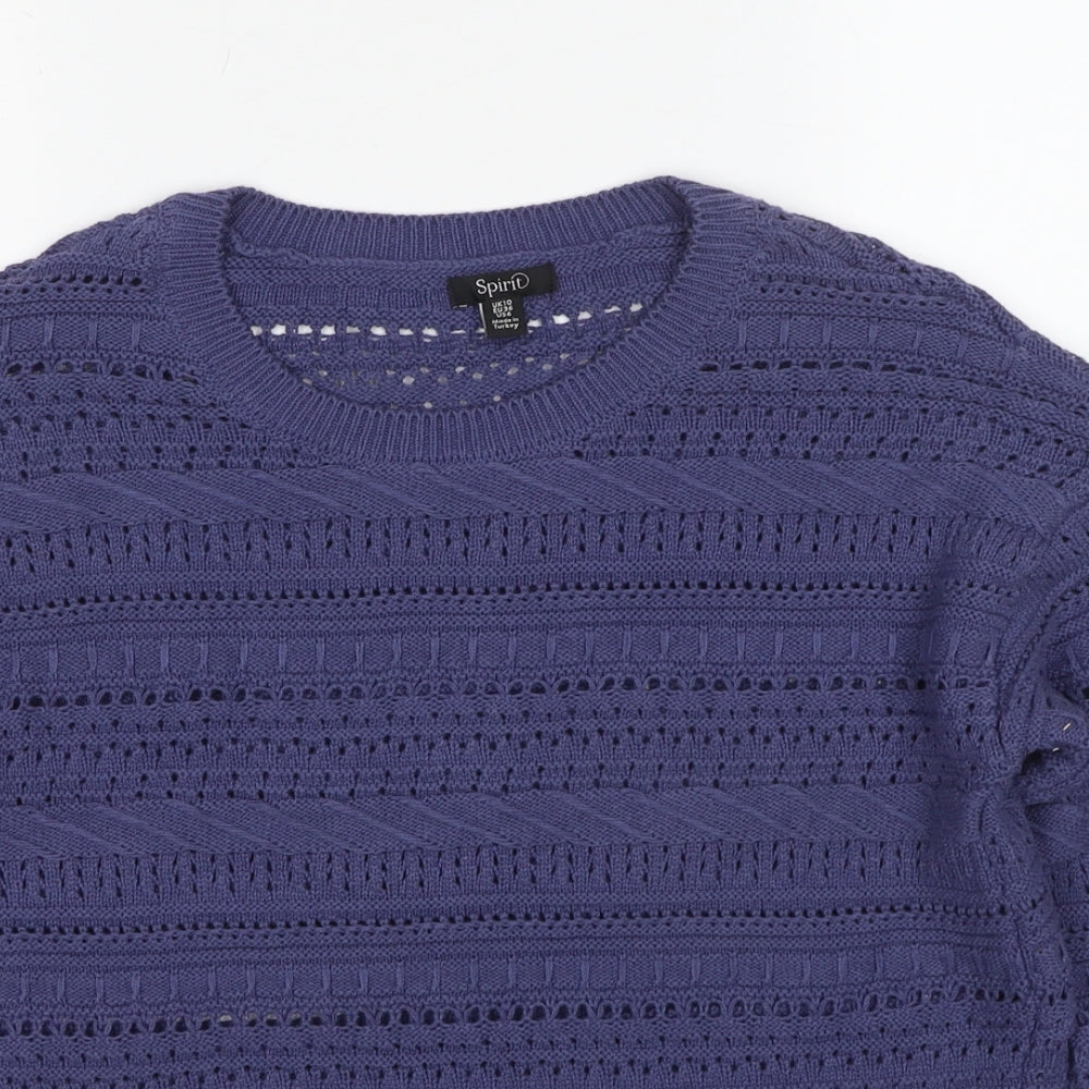 Womens UK Size 10 M&Co Blue Pullover Jumper
