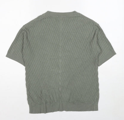 Womens UK Size S Marks and Spencer Green Basic T-Shirt