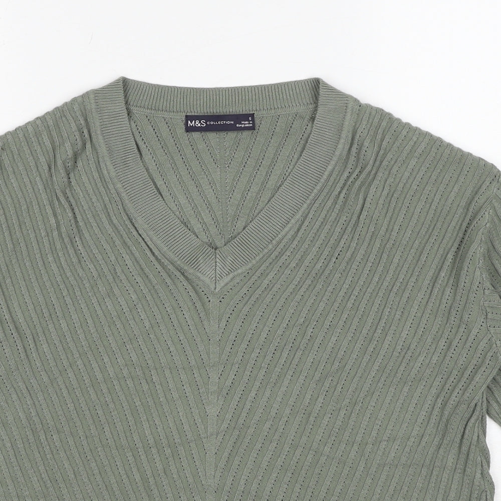 Womens UK Size S Marks and Spencer Green Basic T-Shirt