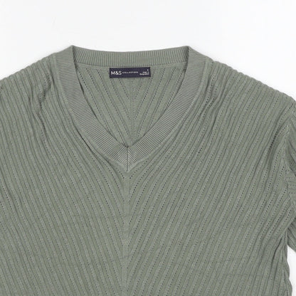 Womens UK Size S Marks and Spencer Green Basic T-Shirt