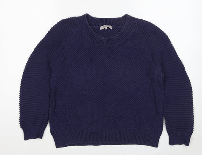 Great Plains London Womens Blue Round Neck Cotton Pullover Jumper Size XS