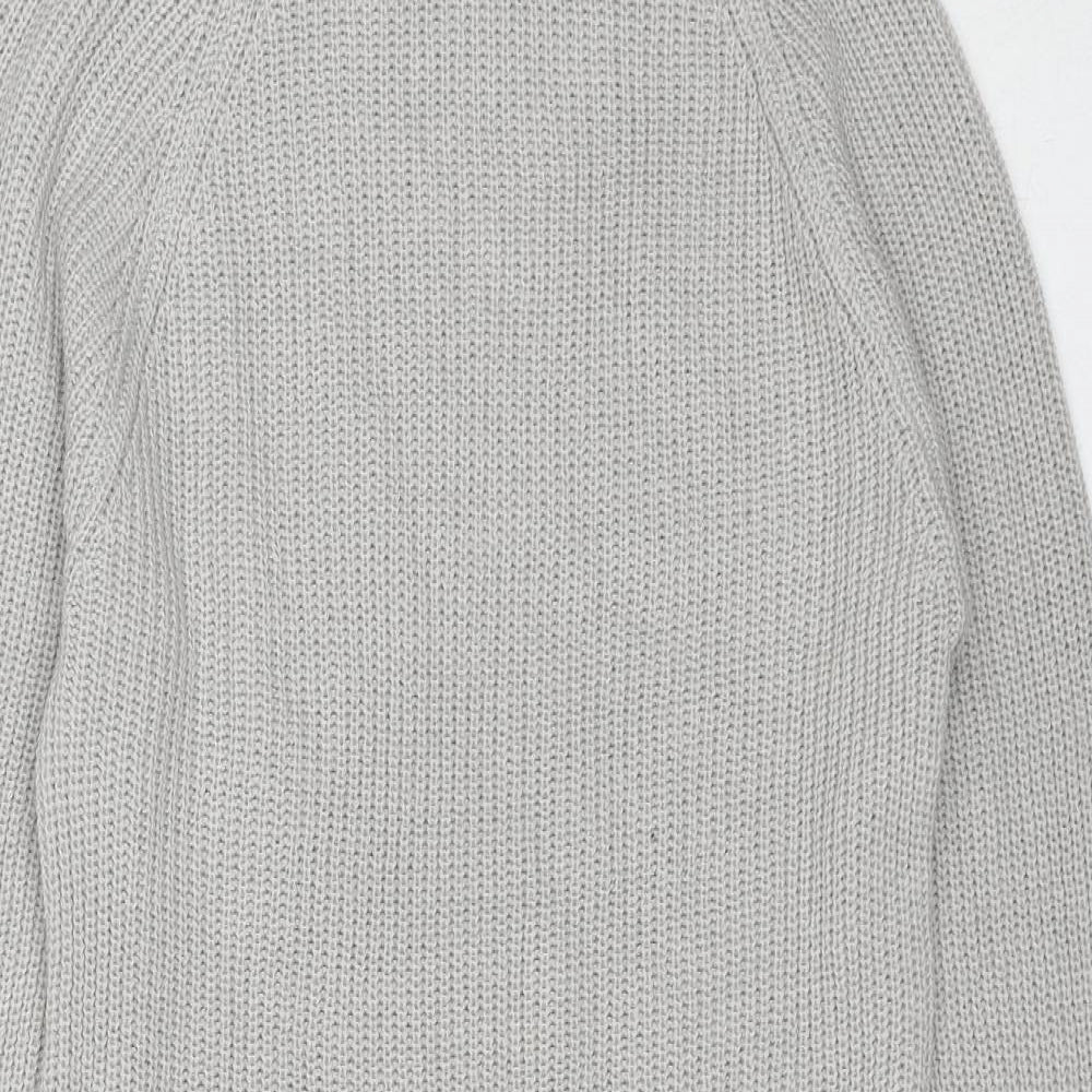 PRETTYLITTLETHING Womens Grey Acrylic Jumper Dress Size XS Roll Neck Pullover