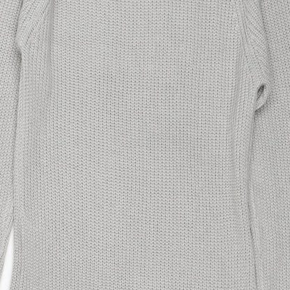 PRETTYLITTLETHING Womens Grey Acrylic Jumper Dress Size XS Roll Neck Pullover