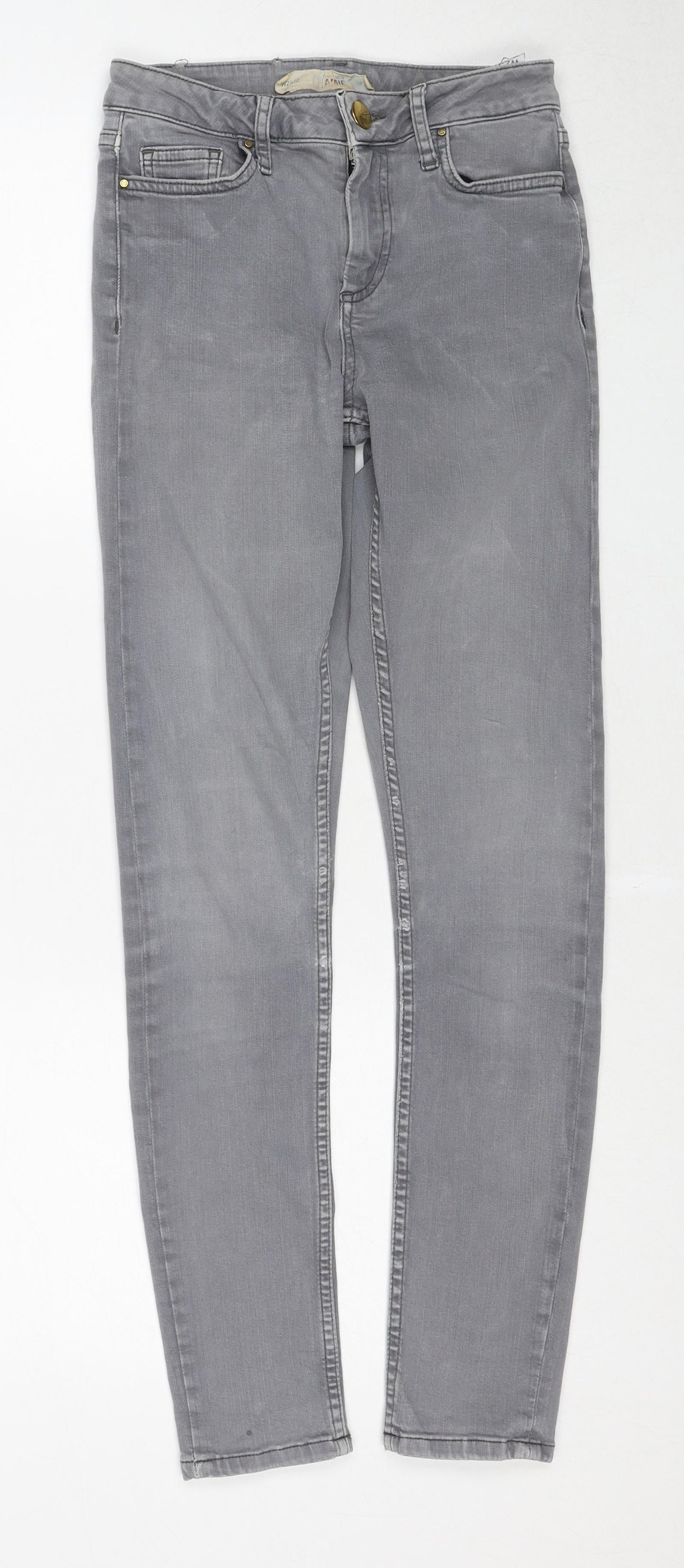 Topshop Womens Grey Cotton Skinny Jeans Size 25 in L32 in Regular Zip