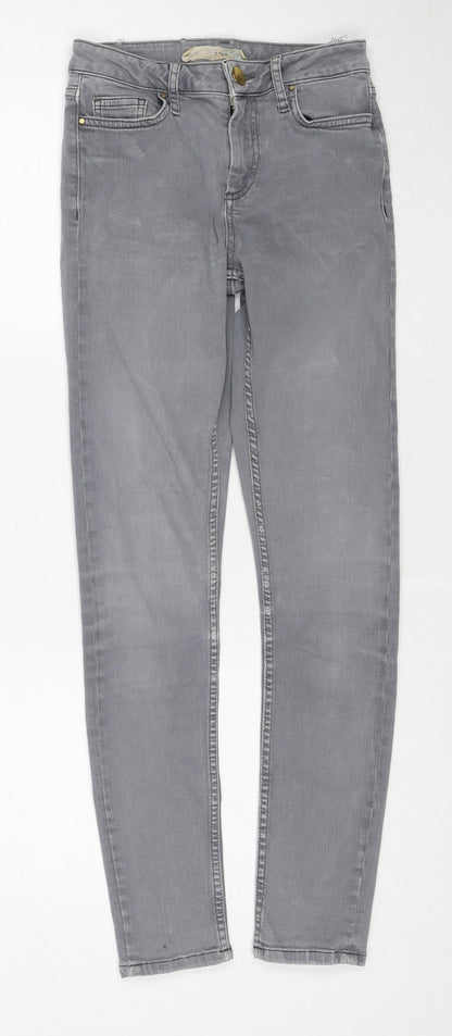 Topshop Womens Grey Cotton Skinny Jeans Size 25 in L32 in Regular Zip