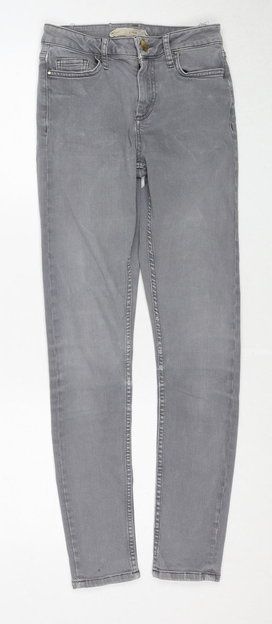 Topshop Womens Grey Cotton Skinny Jeans Size 25 in L32 in Regular Zip