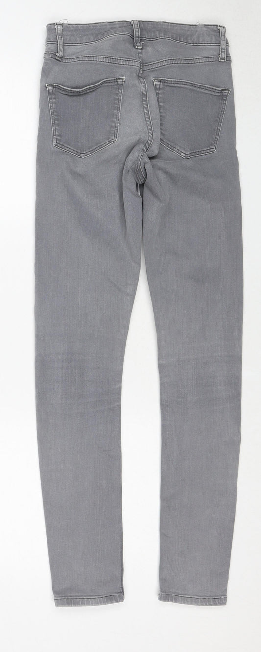 Topshop Womens Grey Cotton Skinny Jeans Size 25 in L32 in Regular Zip