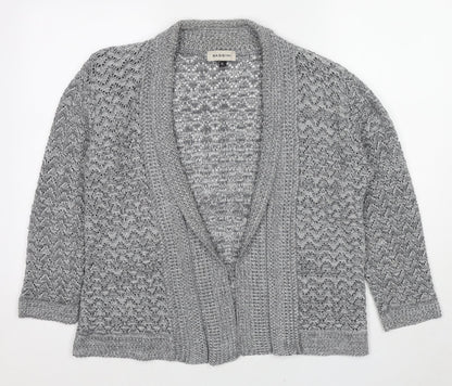 BASSINI Womens Grey V-Neck Polyester Cardigan Jumper Size XL