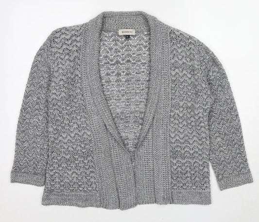 BASSINI Womens Grey V-Neck Polyester Cardigan Jumper Size XL