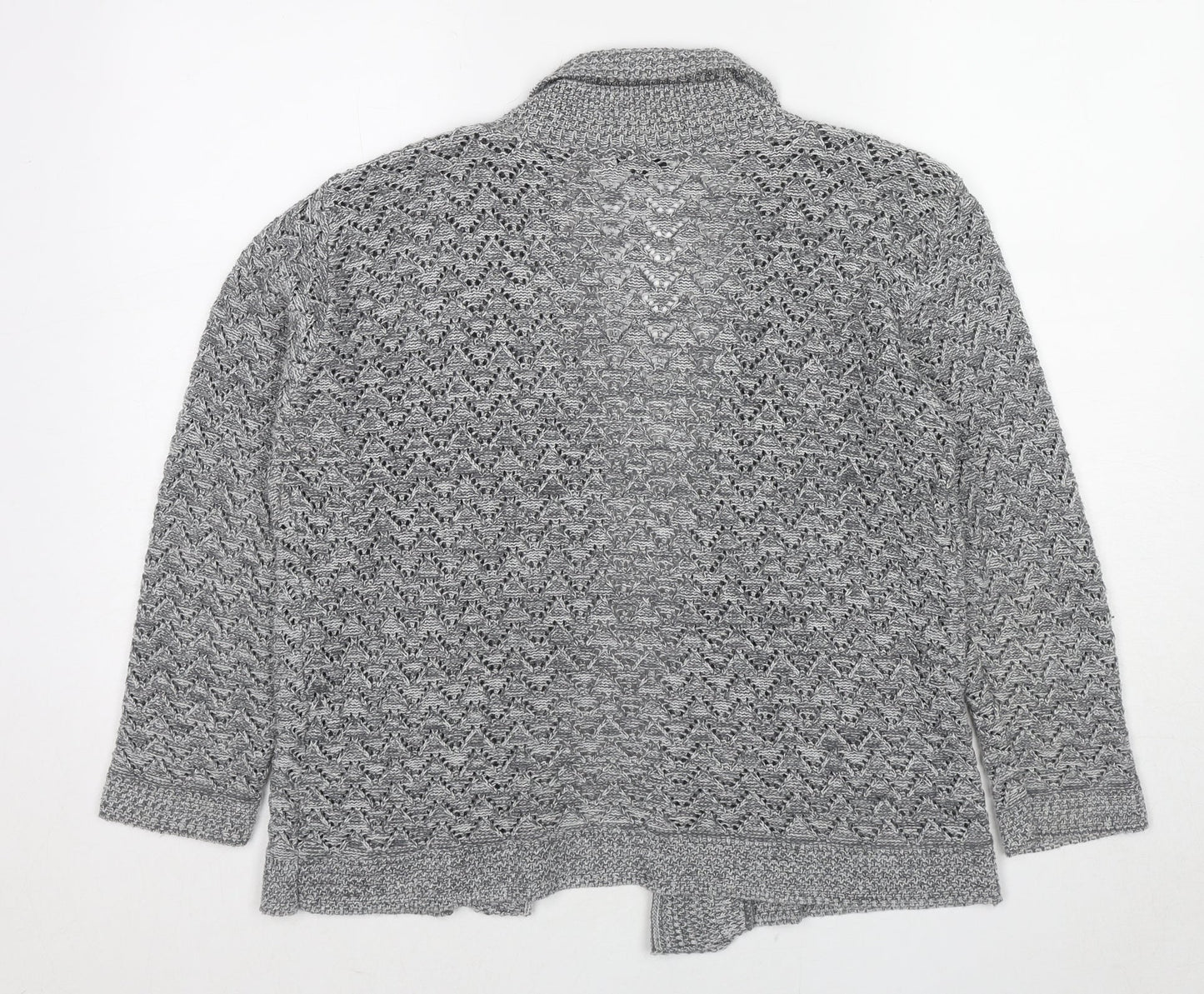 BASSINI Womens Grey V-Neck Polyester Cardigan Jumper Size XL