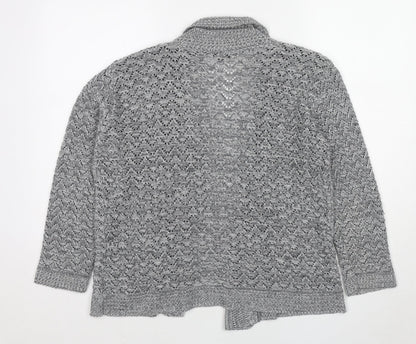 BASSINI Womens Grey V-Neck Polyester Cardigan Jumper Size XL