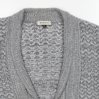 BASSINI Womens Grey V-Neck Polyester Cardigan Jumper Size XL