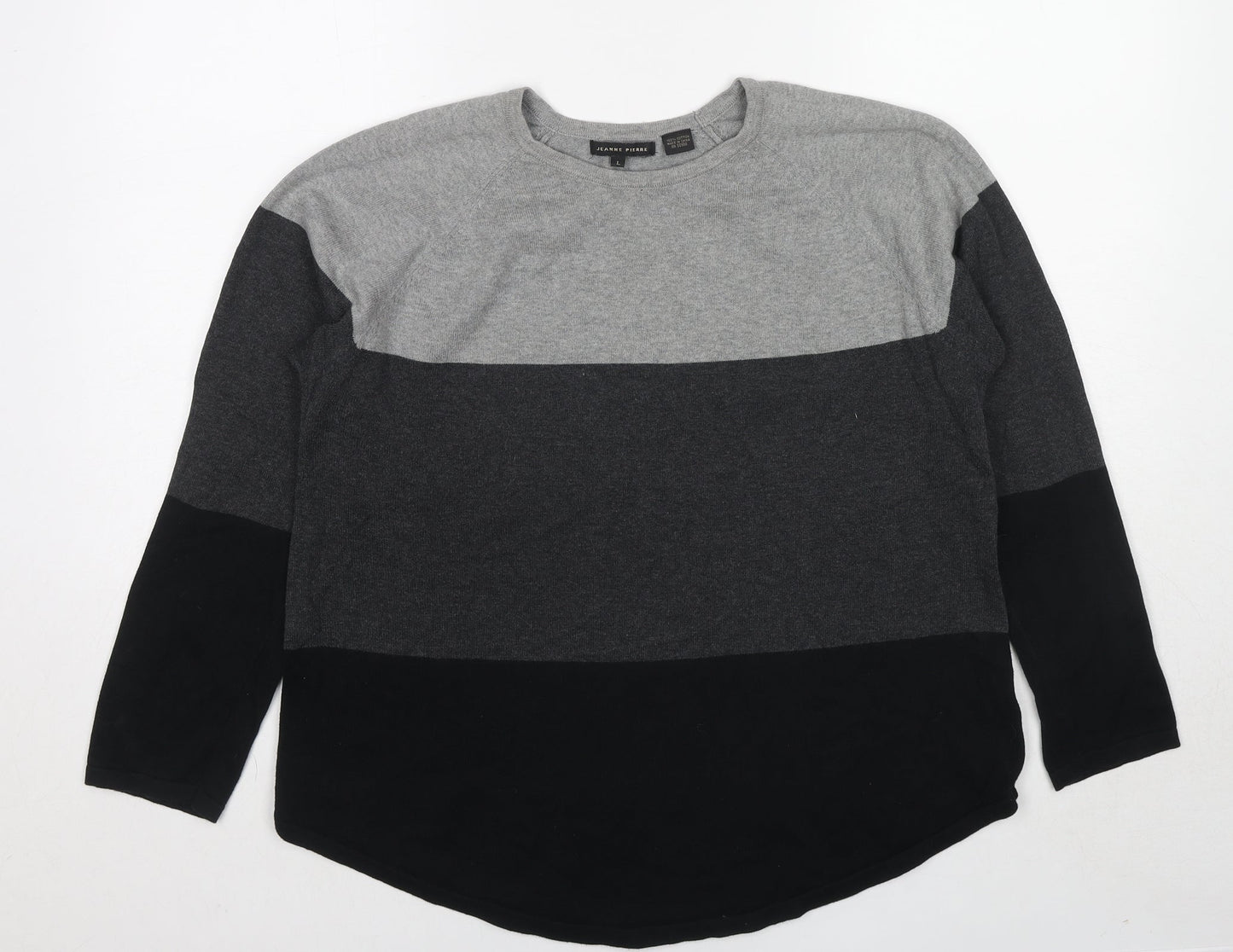Jeanne Pierre Womens Multicoloured Round Neck Cotton Pullover Jumper Size L - Colourblock