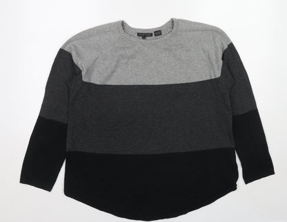 Jeanne Pierre Womens Multicoloured Round Neck Cotton Pullover Jumper Size L - Colourblock
