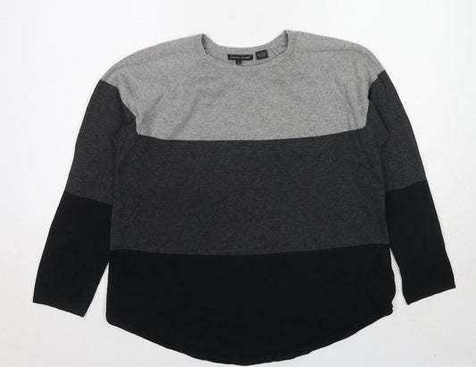 Jeanne Pierre Womens Multicoloured Round Neck Cotton Pullover Jumper Size L - Colourblock