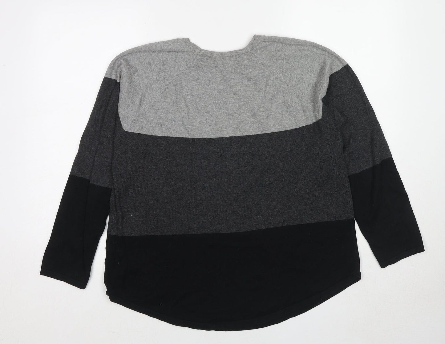 Jeanne Pierre Womens Multicoloured Round Neck Cotton Pullover Jumper Size L - Colourblock