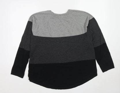 Jeanne Pierre Womens Multicoloured Round Neck Cotton Pullover Jumper Size L - Colourblock