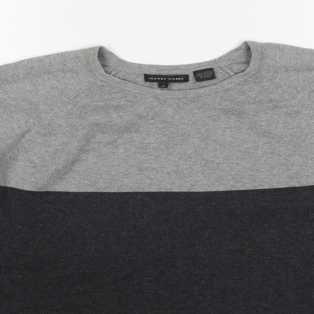 Jeanne Pierre Womens Multicoloured Round Neck Cotton Pullover Jumper Size L - Colourblock